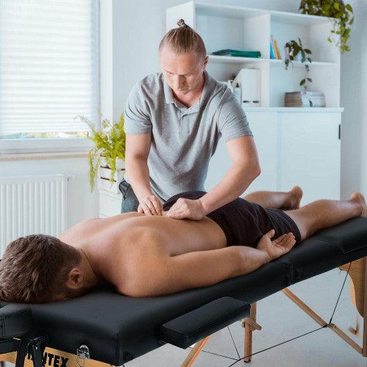 3 Fold Portable Adjustable Massage Table with Carry Case-Black at Set Shop and Smile