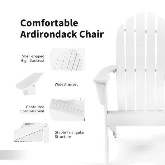 Acacia Wood Outdoor Adirondack Chair with Ergonomic Design-White at Set Shop and Smile