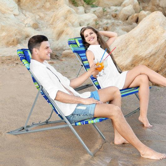 Portable Beach Chair Set of 2 with Headrest -Blue at Set Shop and Smile