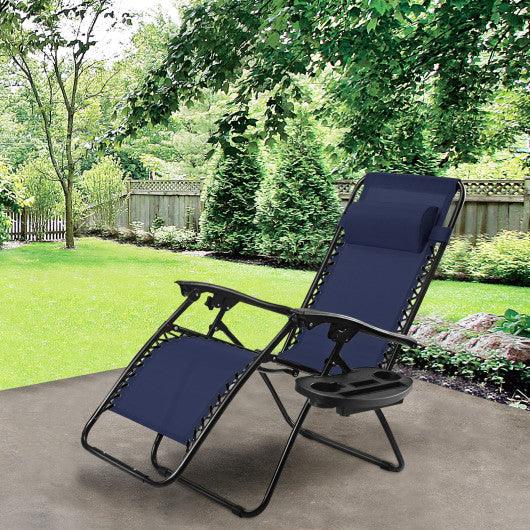 Outdoor Folding Zero Gravity Reclining Lounge Chair-Blue at Set Shop and Smile