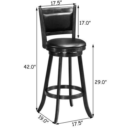 Set of 2 29 Inch Swivel Bar Height Stool Wood Dining Chair Barstool-Black at Set Shop and Smile