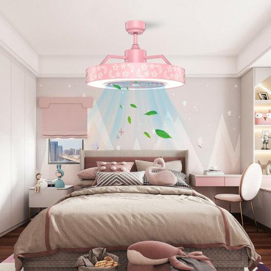 23 Inch Ceiling Fan with LED Light and Remote Control-Pink at Set Shop and Smile