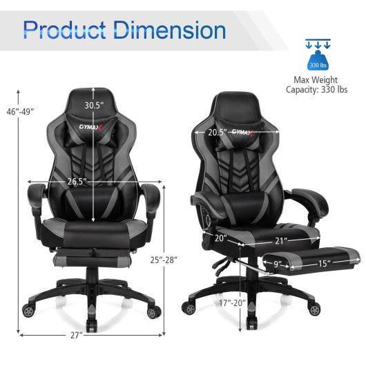 Adjustable Gaming Chair with Footrest for Home Office-Gray at Set Shop and Smile