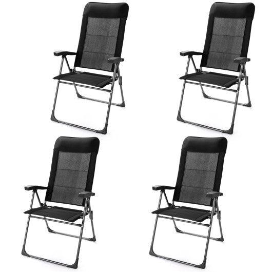 2 Pcs Portable Patio Folding Dining Chairs with Headrest Adjust for Camping -Black at Set Shop and Smile