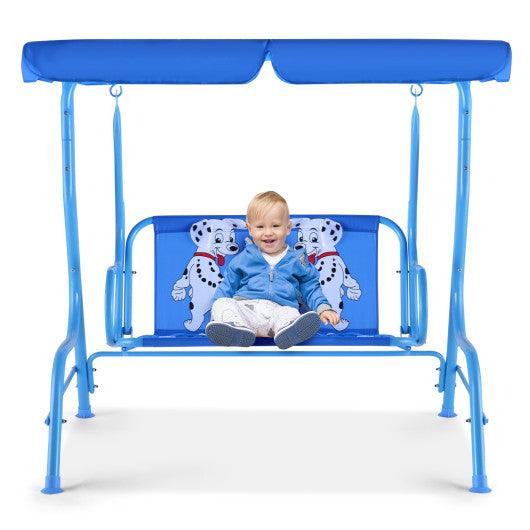 Outdoor Kids Patio Swing Bench with Canopy 2 Seats at Set Shop and Smile