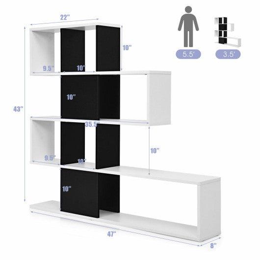 5-Tier Bookshelf Corner Ladder Bookcase with Storage Rack-Black & White at Set Shop and Smile
