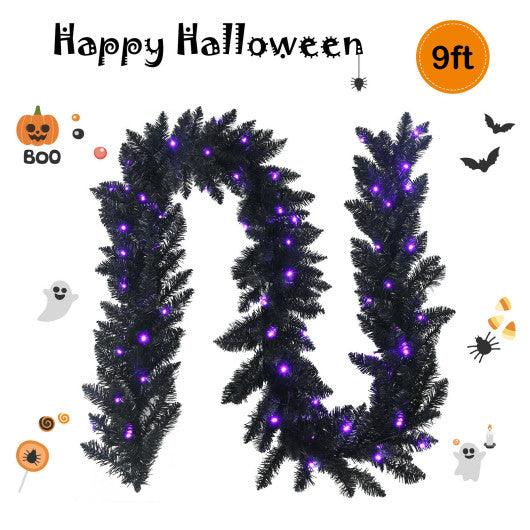 9 Feet Pre-lit Christmas Halloween Garland with 50 Purple LED Lights at Set Shop and Smile