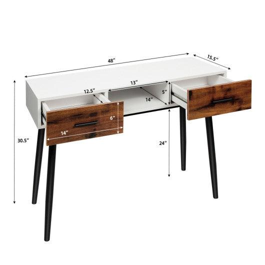 48 Inch Industrial Console Table with 2 Drawers for Entryway Hallway at Set Shop and Smile