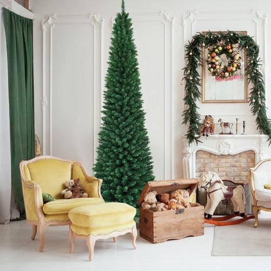 PVC Artificial Slim Pencil Christmas Tree-9 Feet at Set Shop and Smile
