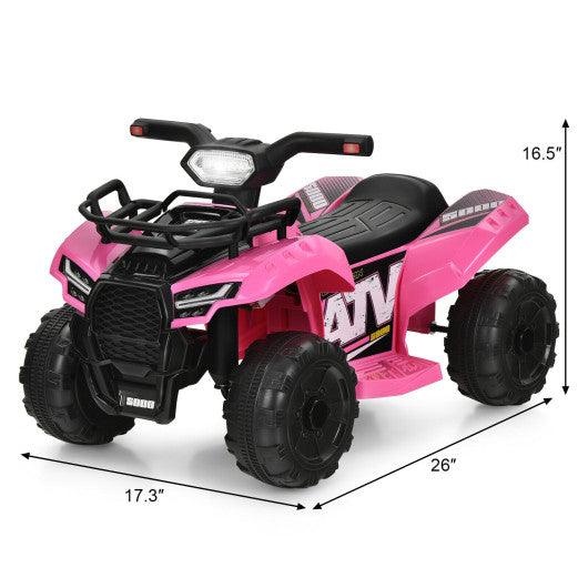 6V Kids ATV Quad Electric Ride On Car with LED Light and MP3-Pink at Set Shop and Smile