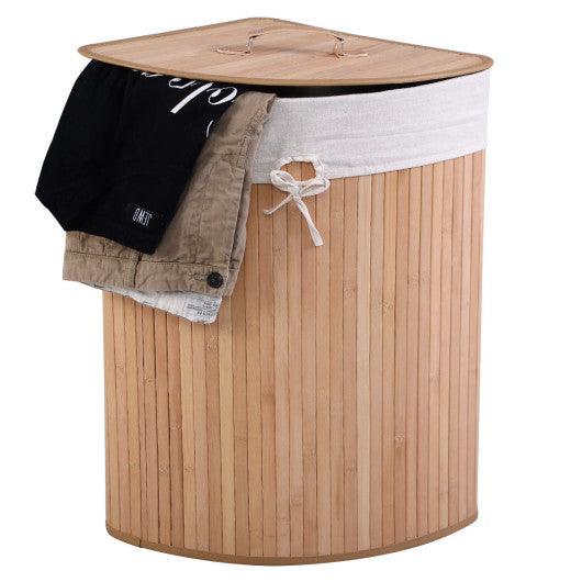 Corner Bamboo Hamper Laundry Basket at Set Shop and Smile