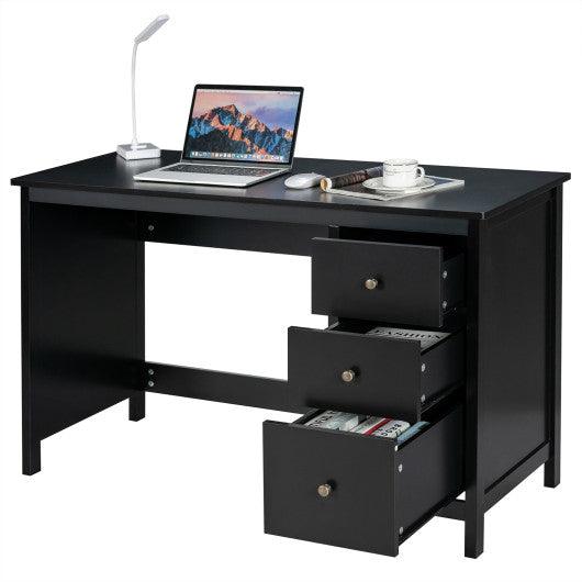 3-Drawer Home Office Study Computer Desk with Spacious Desktop-Black at Set Shop and Smile