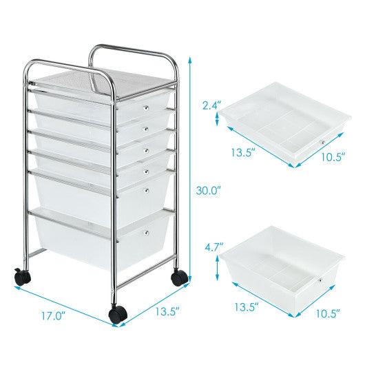 6 Drawers Rolling Storage Cart Organizer-Clear at Set Shop and Smile