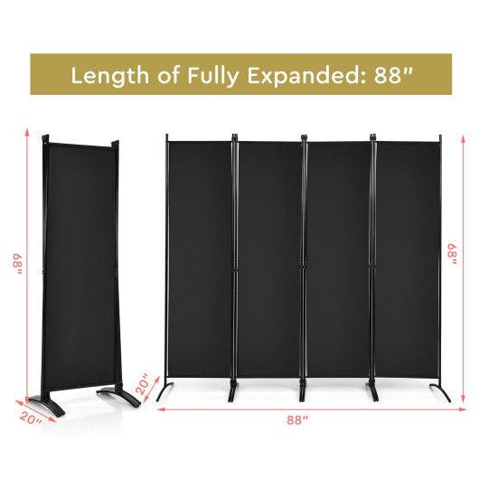 4-Panel Room Divider with Steel Frame-Black at Set Shop and Smile