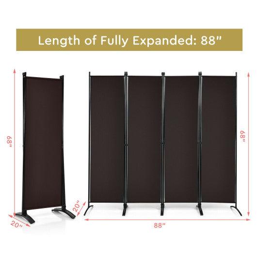 4-Panel Room Divider with Steel Frame-Brown at Set Shop and Smile