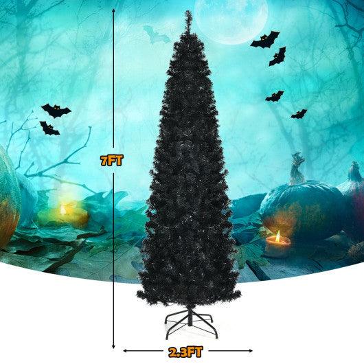 Pre-lit Christmas Halloween Tree with PVC Branch Tips and Warm White Lights-7 ft at Set Shop and Smile