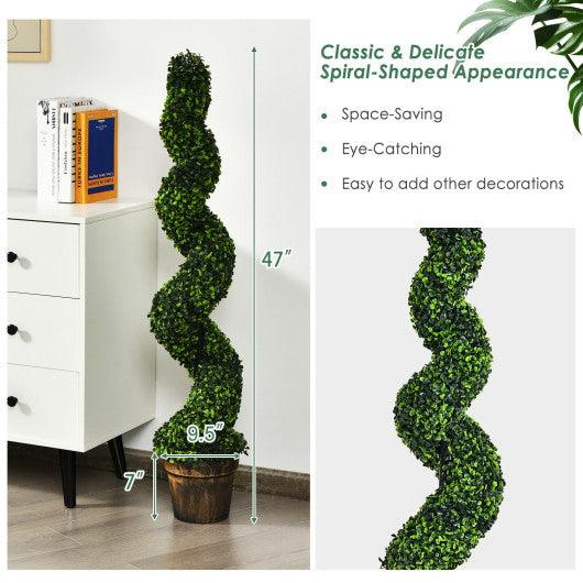 2 Pack 4 Feet Artificial Spiral Boxwood Topiary Indoor Outdoor Decor at Set Shop and Smile