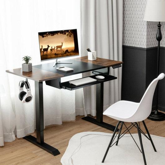 48 Inch Electric Sit to Stand Desk with Keyboard Tray-Black at Set Shop and Smile
