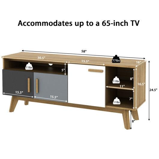 65 Inch TV Stand with 3 Storage Cabinets and 3 Open Shelves for Living Room at Set Shop and Smile