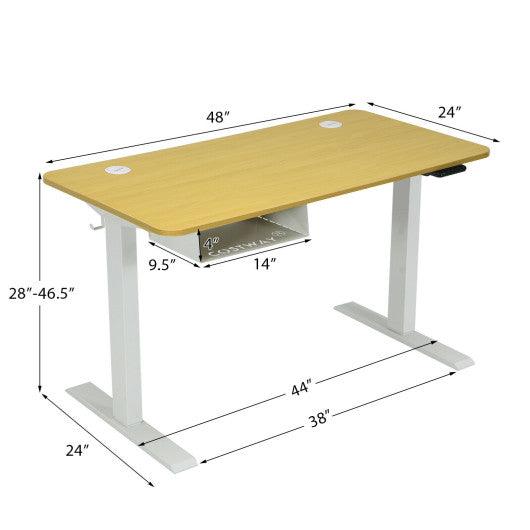 48-Inch Electric Standing Adjustable Desk with Control Panel and USB Port-Natural at Set Shop and Smile