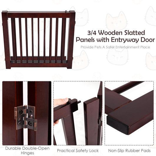 24 Inch Configurable Folding 3 Panel Wood Dog Fence at Set Shop and Smile