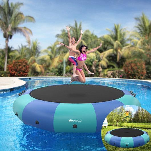 15 Feet Inflatable Splash Padded Water Bouncer Trampoline-Blue at Set Shop and Smile