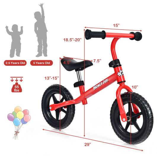 Kids No Pedal Balance Bike with Adjustable Handlebar and Seat-Red at Set Shop and Smile