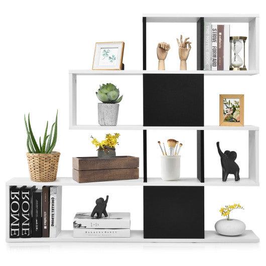 5-Tier Bookshelf Corner Ladder Bookcase with Storage Rack-Black & White at Set Shop and Smile