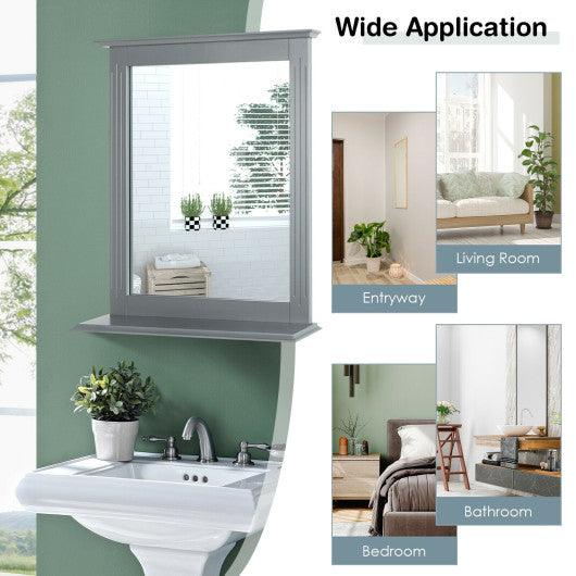 Wall-Mounted Multipurpose Vanity Mirror with Shelf-Gray at Set Shop and Smile