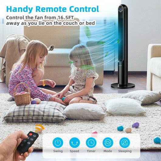 42 Inch 80 Degree Tower Fan with Smart Display Panel and Remote Control-Black at Set Shop and Smile