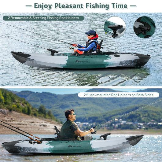 Sit-on-Top Fishing Kayak Boat With Fishing Rod Holders and Paddle-Gray at Set Shop and Smile