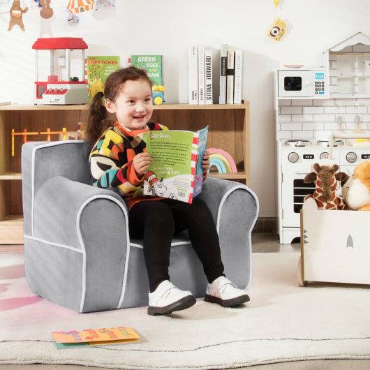 Upholstered Kids Sofa with Velvet Fabric and High-Quality Sponge-Gray at Set Shop and Smile