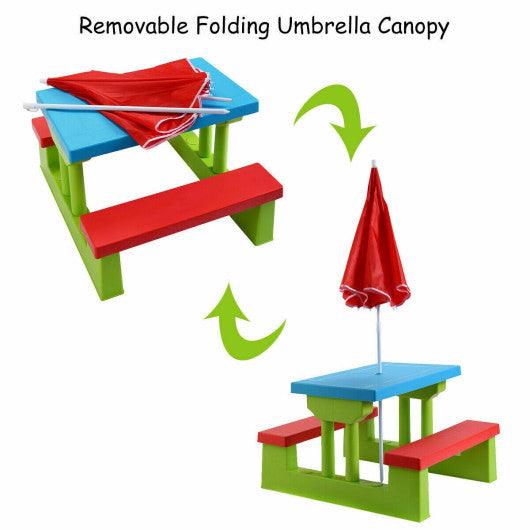 Kids Picnic Folding Table and Bench with Umbrella at Set Shop and Smile