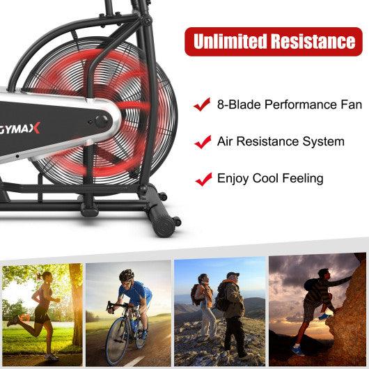 Upright Air Bike with Unlimited Resistance-Black at Set Shop and Smile