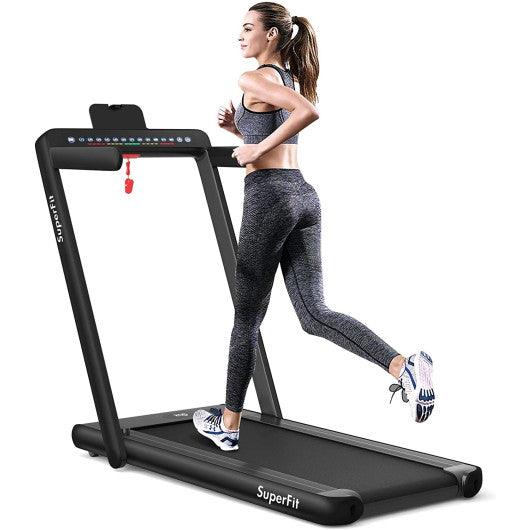 2-in-1 Electric Motorized Folding Treadmill with Dual Display-Black at Set Shop and Smile