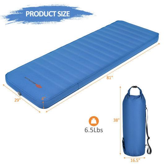 Self Inflating Folding Camping Sleeping Mattress with Carrying Bag-Blue at Set Shop and Smile