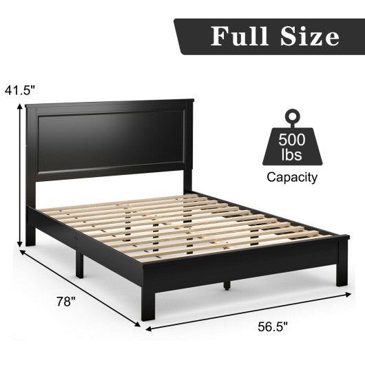 Full Size Platform Slat Bed Frame with High Headboard-Black at Set Shop and Smile