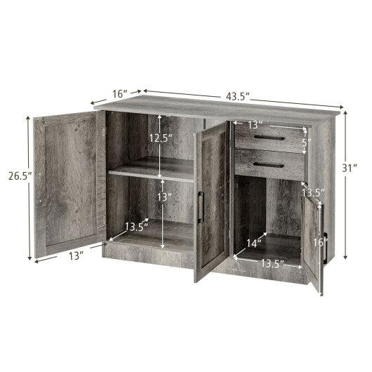 Buffet Storage Cabinet Kitchen Sideboard with 2 Drawers-Gray at Set Shop and Smile