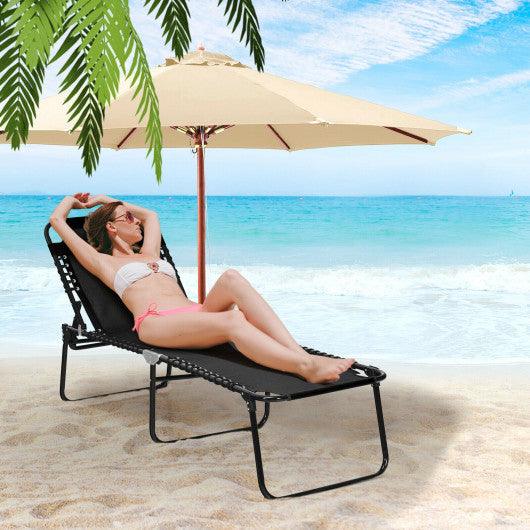 Foldable Recline Lounge Chair with Adjustable Backrest and Footrest-Black at Set Shop and Smile