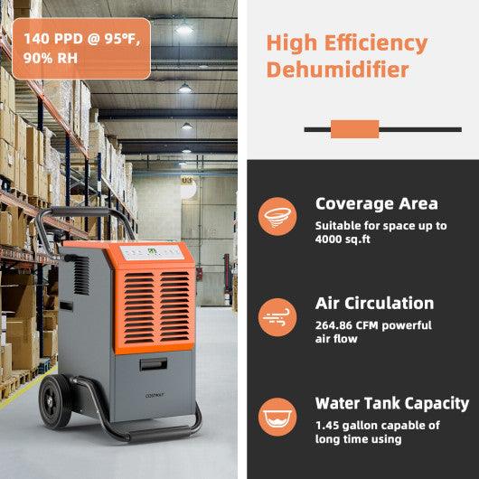 Portable Commercial Dehumidifier with Water Tank and Drainage Pipe-Gray at Set Shop and Smile