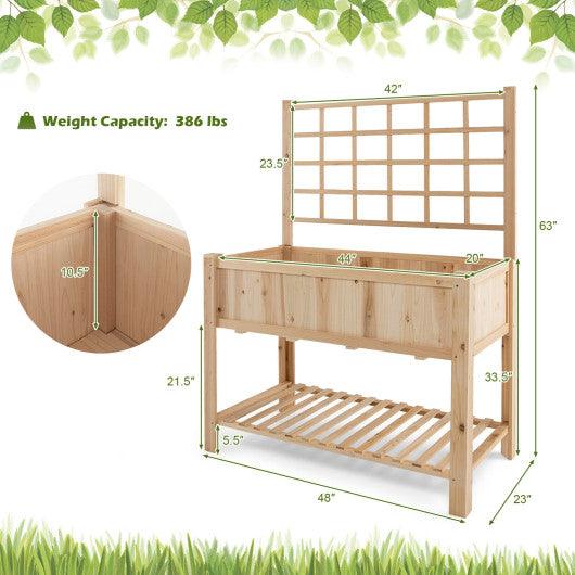 Costway Raised Garden Bed Elevated Wooden Planter Box with Trellis at Set Shop and Smile