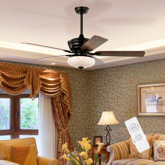 52 Inch Ceiling Fan with 3 Wind Speeds and 5 Reversible Blades-Black at Set Shop and Smile