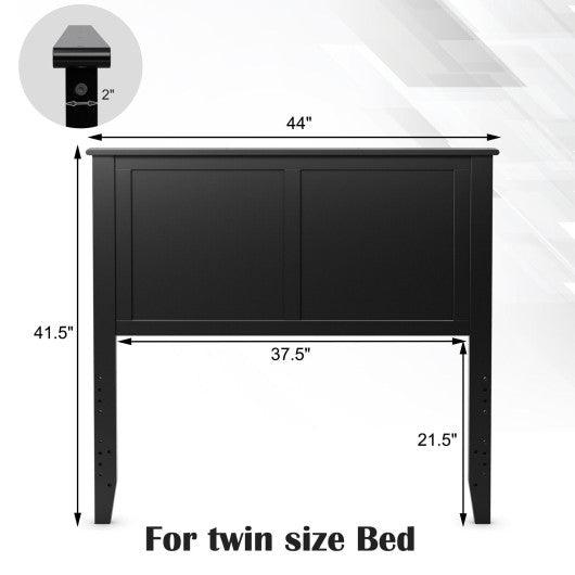 Solid Wood Flat Panel Headboard for Twin-size Bed-Black at Set Shop and Smile