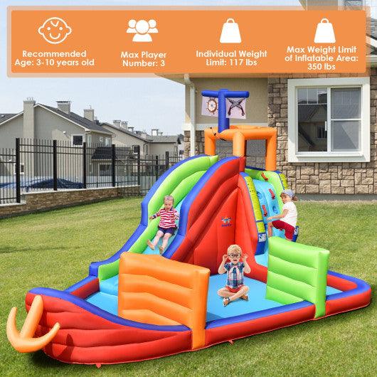6-in-1 Pirate Ship Waterslide Kid Inflatable Castle with Water Guns and 735W Blower at Set Shop and Smile