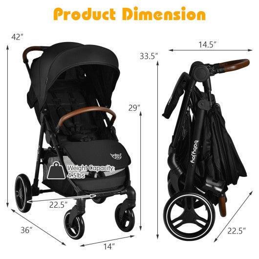 5-Point Harness Lightweight Infant Stroller with Foot Cover and Adjustable Backrest-Black at Set Shop and Smile