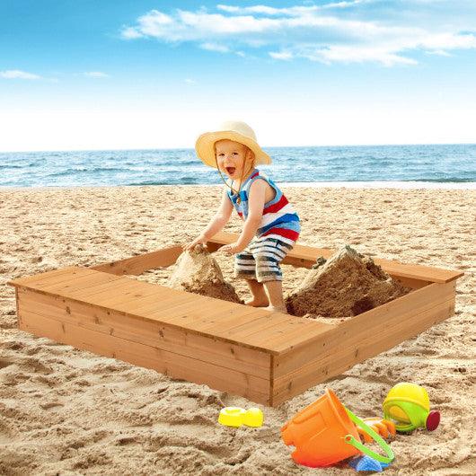 Kids Wooden Sandbox with Bench Seats and Storage Boxes at Set Shop and Smile