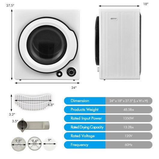 Compact Electric Tumble Laundry Dryer with Stainless Steel Tub-White at Set Shop and Smile