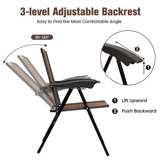 4 Pieces Folding Dining Chairs with Steel Armrests and Sling Back at Set Shop and Smile