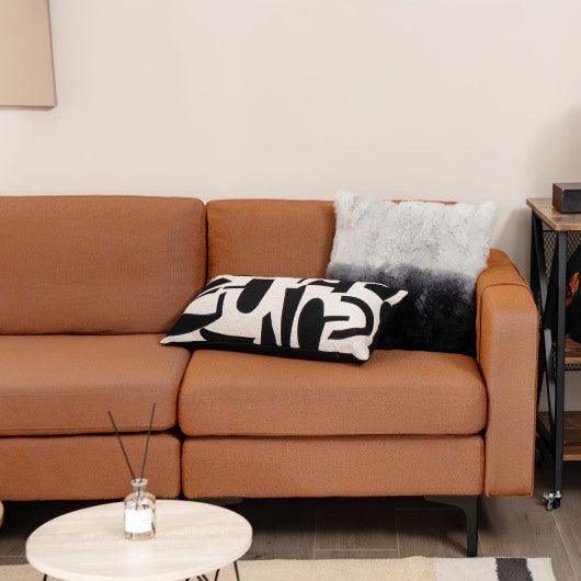 Modern Loveseat Sofa Couch with Side Storage Pocket and Sponged Padded Seat Cushions-Orange at Set Shop and Smile