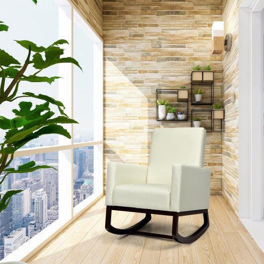 2-in-1 Fabric Upholstered Rocking Chair with Pillow-Beige at Set Shop and Smile